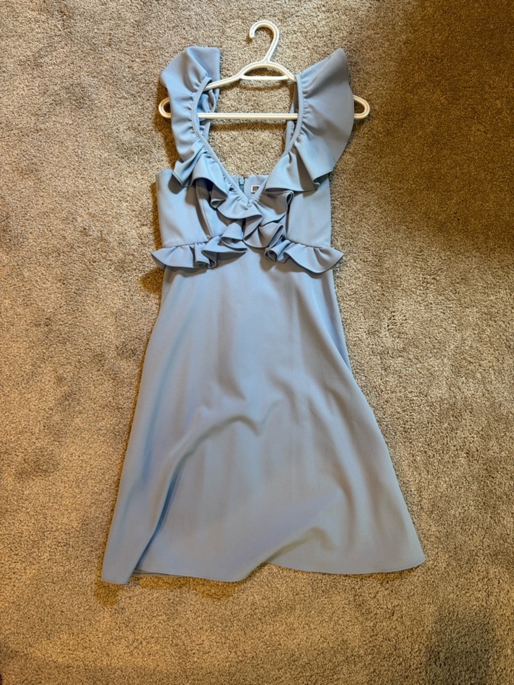 Chelsea28 Powder Blue Ruffle V-Neck Midi Dress